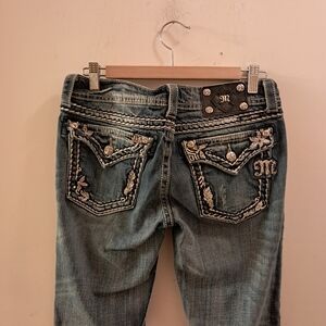 Miss Me Jeans Women's 29 Faded Embelished Pockets Skinny Retro Cowgirl Retro